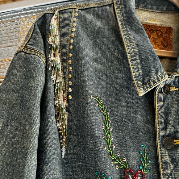 Code Blue vintage Jean Jacket Beaded Floral. Women’s size M - Picture 5 of 16